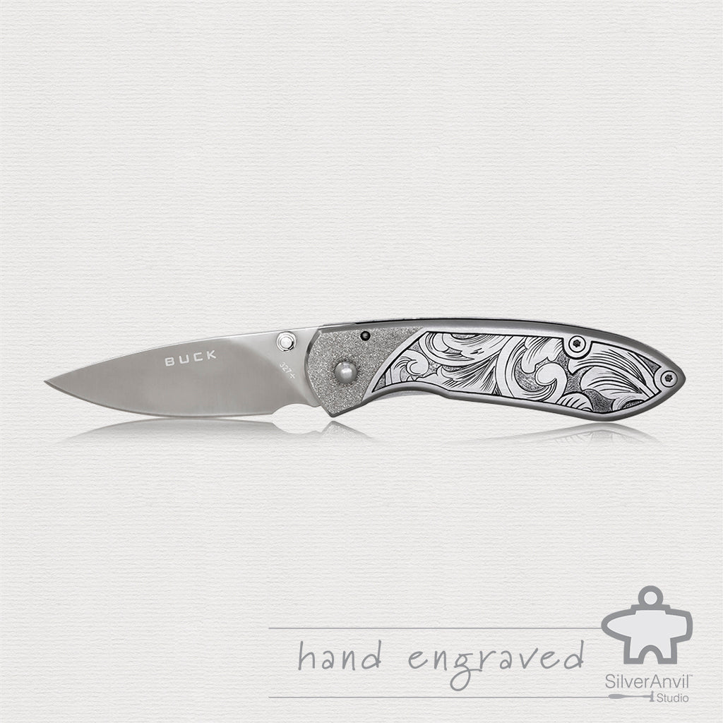 Hand Engraved Buck 327 Knife