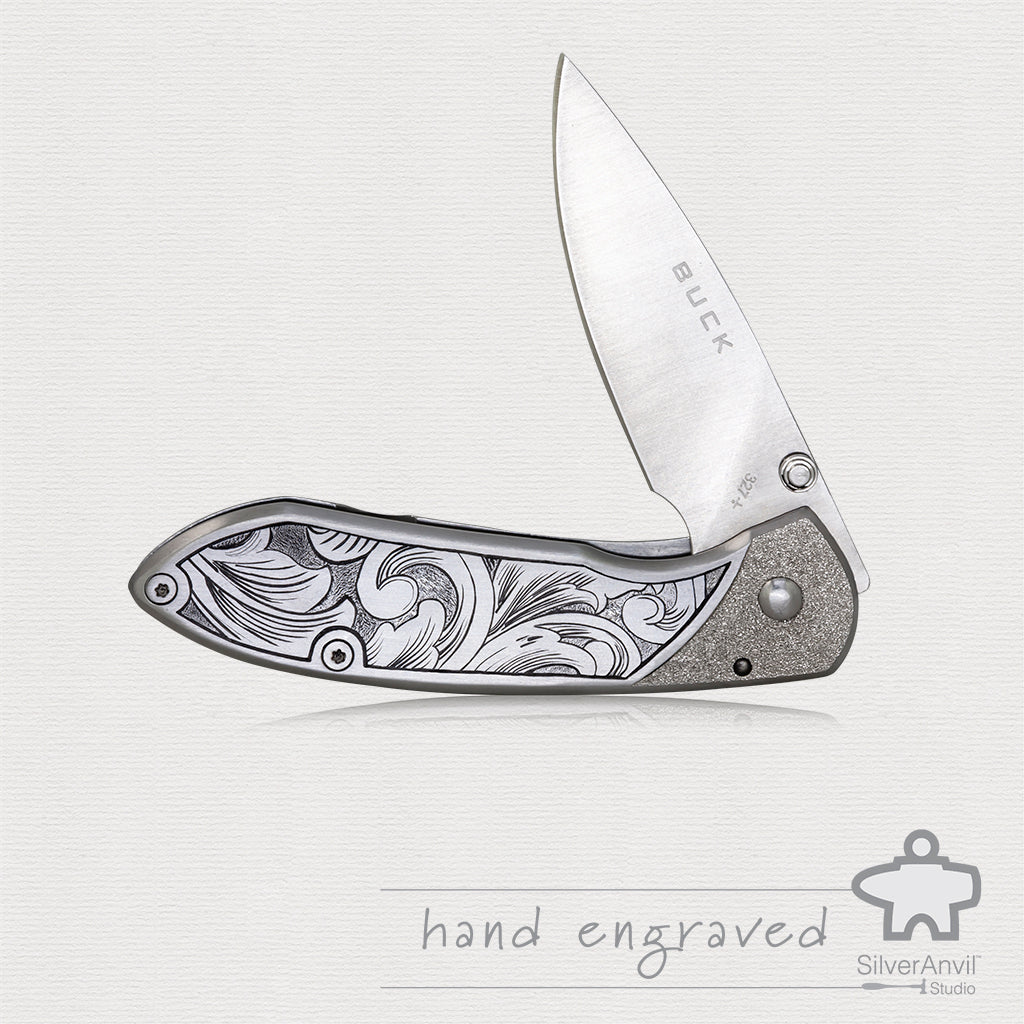 Hand Engraved Buck 327 Knife